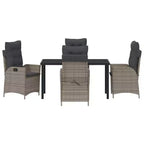 vidaXL Set da pranzo da giardino con cuscini 5 pz Grigio Rattan PE