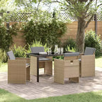 vidaXL Set da pranzo da giardino con cuscini 5 pz Rattan PE Beige