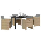 vidaXL Set da pranzo da giardino con cuscini 5 pz Rattan PE Beige
