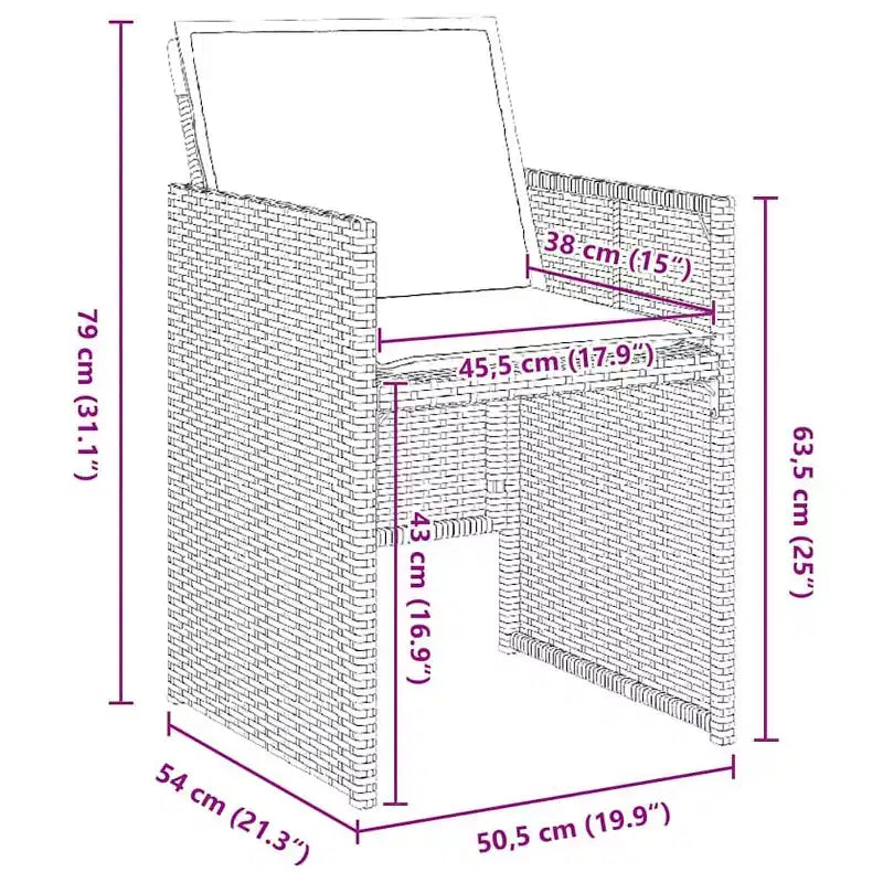 vidaXL Set da pranzo da giardino con cuscini 5 pz Rattan PE Beige