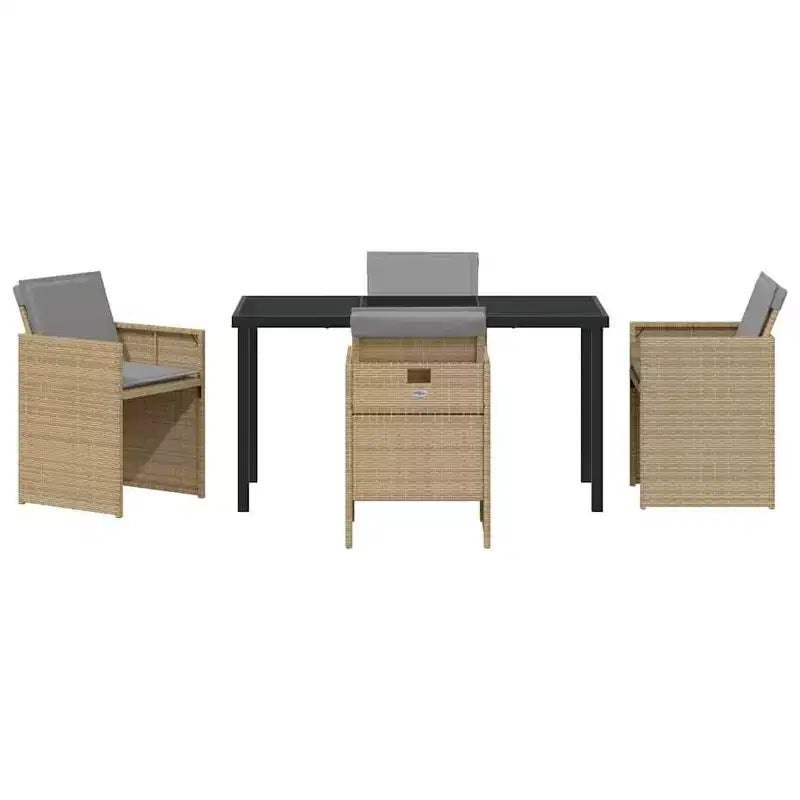vidaXL Set da pranzo da giardino con cuscini 5 pz Rattan PE Beige