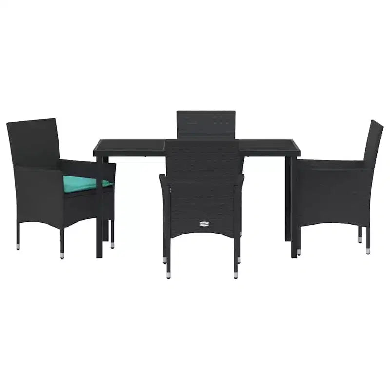 vidaXL Set tavolo e sedie con cuscini 5 pz Rattan PE nero
