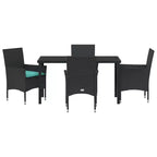 vidaXL Set tavolo e sedie con cuscini 5 pz Rattan PE nero