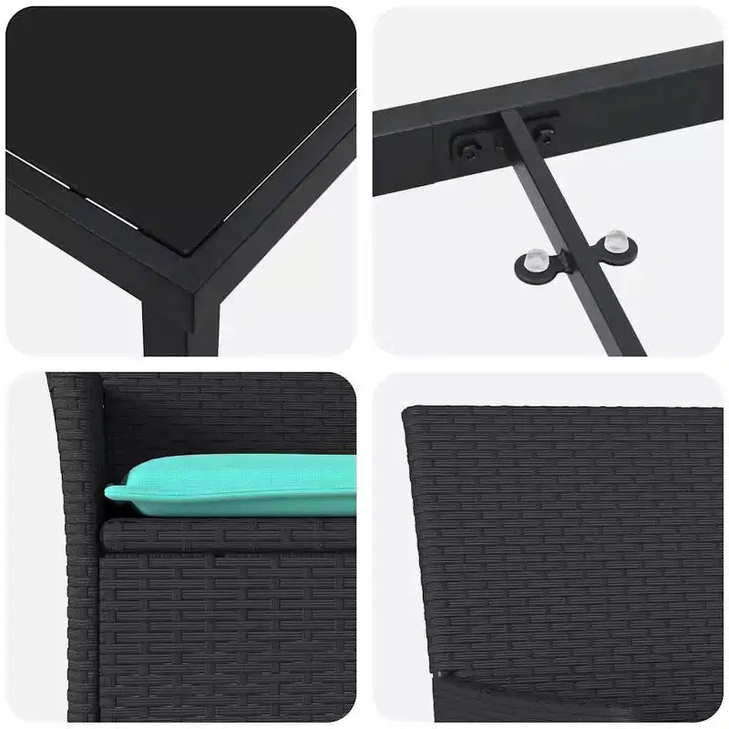 vidaXL Set tavolo e sedie con cuscini 5 pz Rattan PE nero