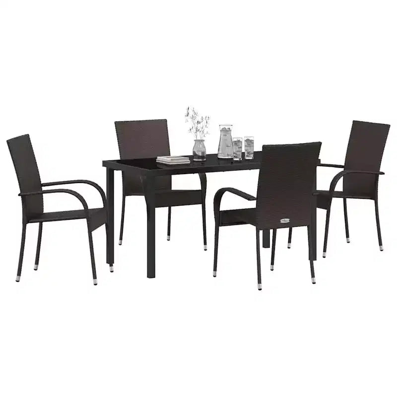 vidaXL Set da pranzo da giardino 5 pz Acciaio verniciato a polvere marrone