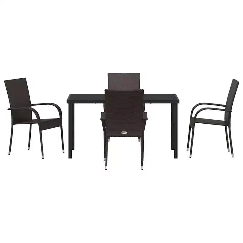 vidaXL Set da pranzo da giardino 5 pz Acciaio verniciato a polvere marrone