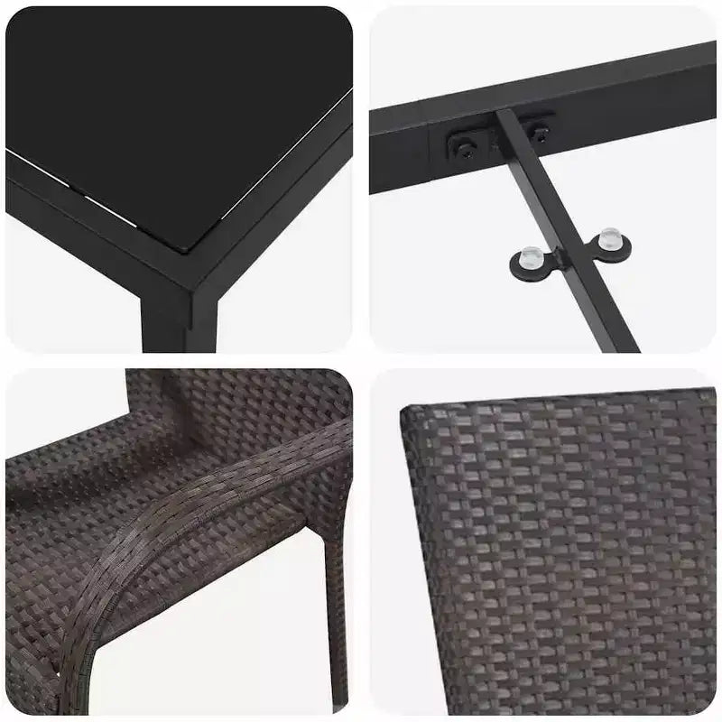 vidaXL Set da pranzo da giardino 5 pz Acciaio verniciato a polvere marrone
