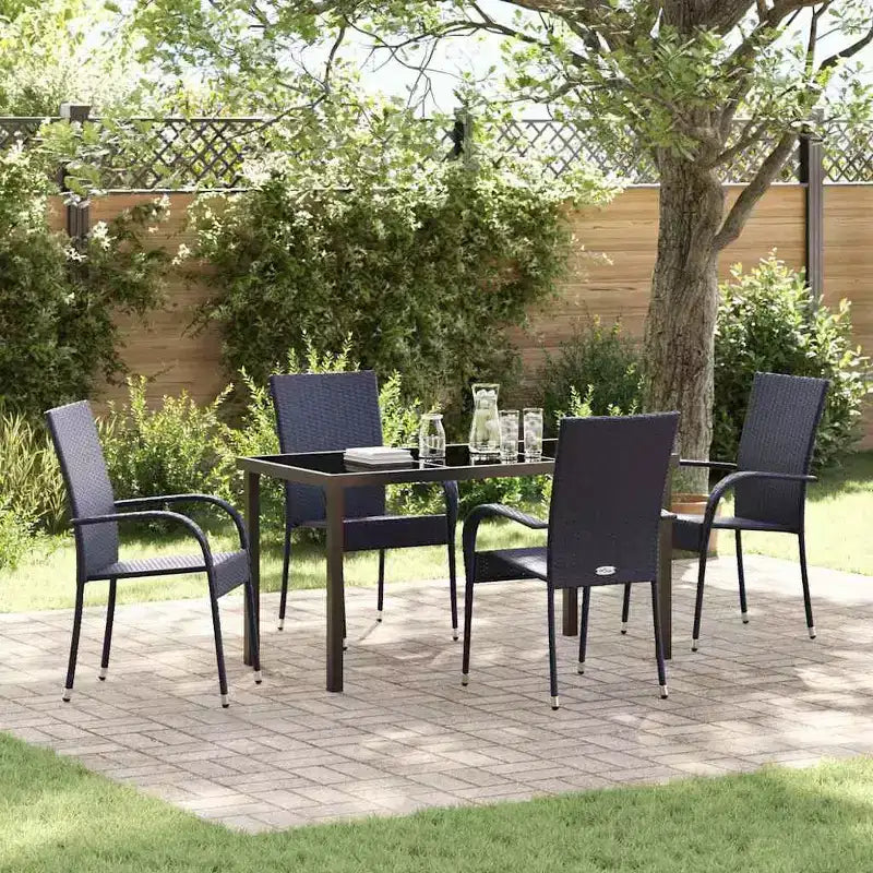 vidaXL Set da pranzo da giardino 5 pz in acciaio verniciato a polvere nero