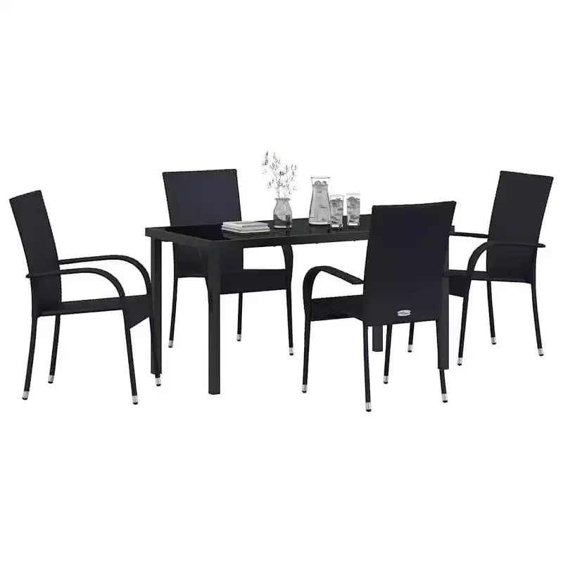 vidaXL Set da pranzo da giardino 5 pz in acciaio verniciato a polvere nero