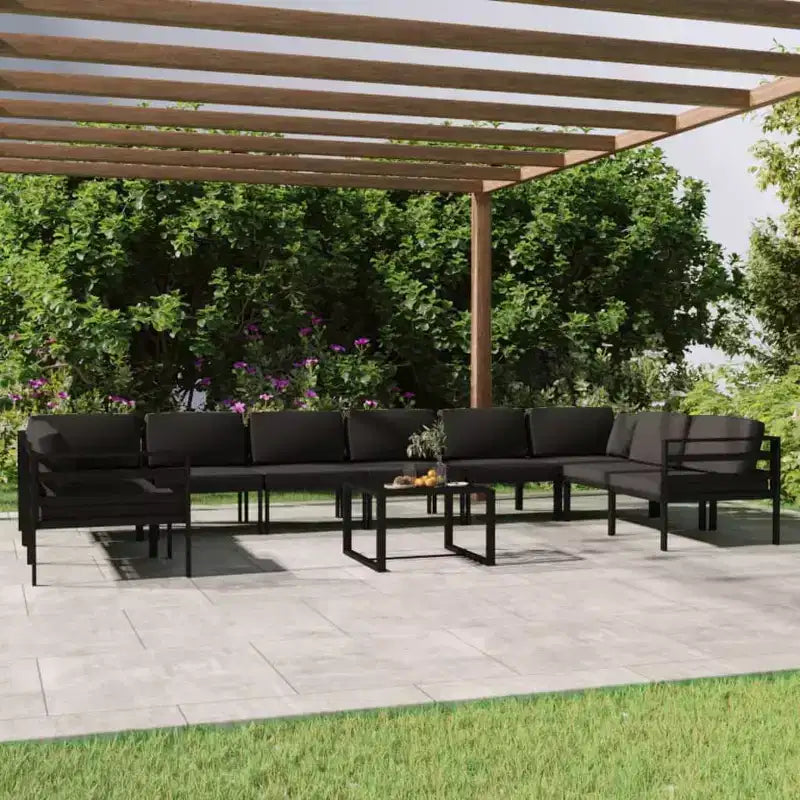vidaXL Set Lounge da Esterno 11 pz con Cuscini Alluminio Antracite