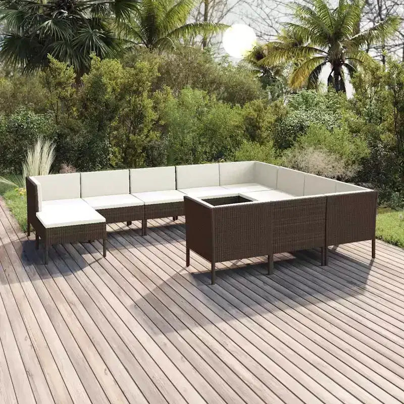 vidaXL Set Divani da Giardino 11 pz con Cuscini Polyrattan Marrone