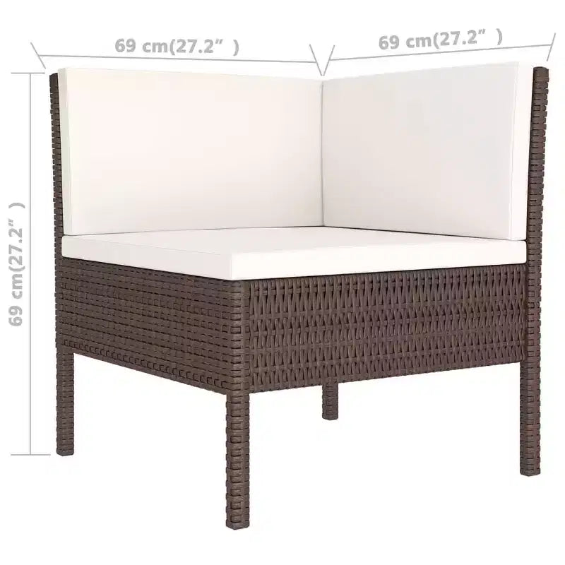 vidaXL Set Divani da Giardino 11 pz con Cuscini Polyrattan Marrone