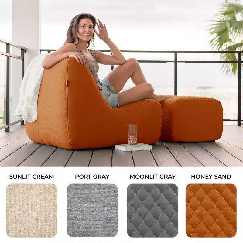 Set di mobili da esterno Big Joe Solvana, divano in pelle cucita in silicone Cool Touch resistente alle intemperie, componibile 5 pezzi, color sabbia miele