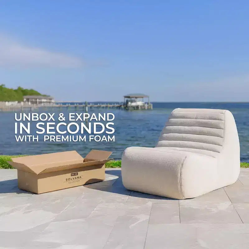 Set Mobili da Giardino Solvana Big Joe, Divano in Tessuto Performance Linen Resistente alle Intemperie, Sezionale 5 Pezzi, Crema Soleggiata