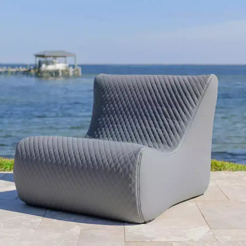Set mobili da esterno Big Joe Solvana, Pelle trapuntata in silicone Weather-Resistant Cool Touch, Sedia Link, Grigio chiaro di luna
