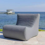 Set mobili da esterno Big Joe Solvana, Pelle trapuntata in silicone Weather-Resistant Cool Touch, Sedia Link, Grigio chiaro di luna