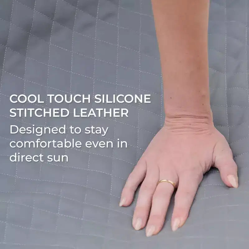 Set mobili da esterno Big Joe Solvana, Pelle trapuntata in silicone Weather-Resistant Cool Touch, Sedia Link, Grigio chiaro di luna