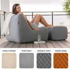 Set mobili da esterno Big Joe Solvana, Pelle trapuntata in silicone Weather-Resistant Cool Touch, Sedia Link, Grigio chiaro di luna