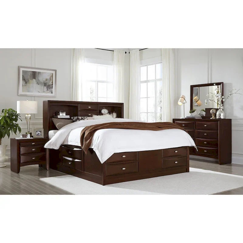 Letto Matrimoniale in Legno Massello Espresso con Otto Cassetti
