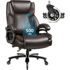 Sedia da Ufficio Direzionale Bossin Extra Large, 500 libbre, Ergonomica con Supporto Lombare Regolabile, Schienale Alto in Pelle PU, per Computer