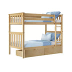 Lit superposé en bois massif pour enfants avec tiroirs de rangement