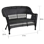 Set da conversazione da 4 pezzi per patio in vimini