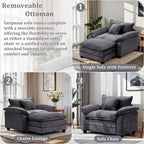 Fauteuil d'appoint surdimensionné en chenille EHMKNP avec pouf
