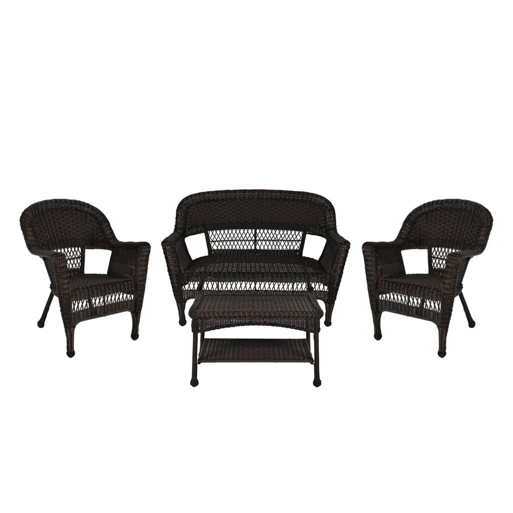 Set da conversazione da 4 pezzi per patio in vimini