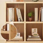 Libreria moderna orizzontale in legno a 8 cubi, finitura naturale