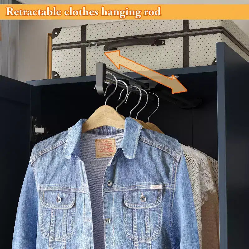 Armoire 2 portes avec miroir, tringle à vêtements et 2 tiroirs