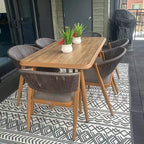 Ensemble de salle à manger d'extérieur PURPLE LEAF en osier tout temps avec table, cadre entièrement en aluminium pour pelouse, jardin, terrasse avec coussins