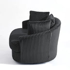 Set di 2 Poltrone Girevoli a Barilotto Oversize da 43" in Velluto a Coste Felpato con Cuscini