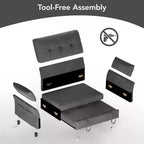 Dyonery 51 Divano Letto 3-in-1, Divanetto Convertibile con Letto Estraibile, Schienale Regolabile, Divano in Lino
