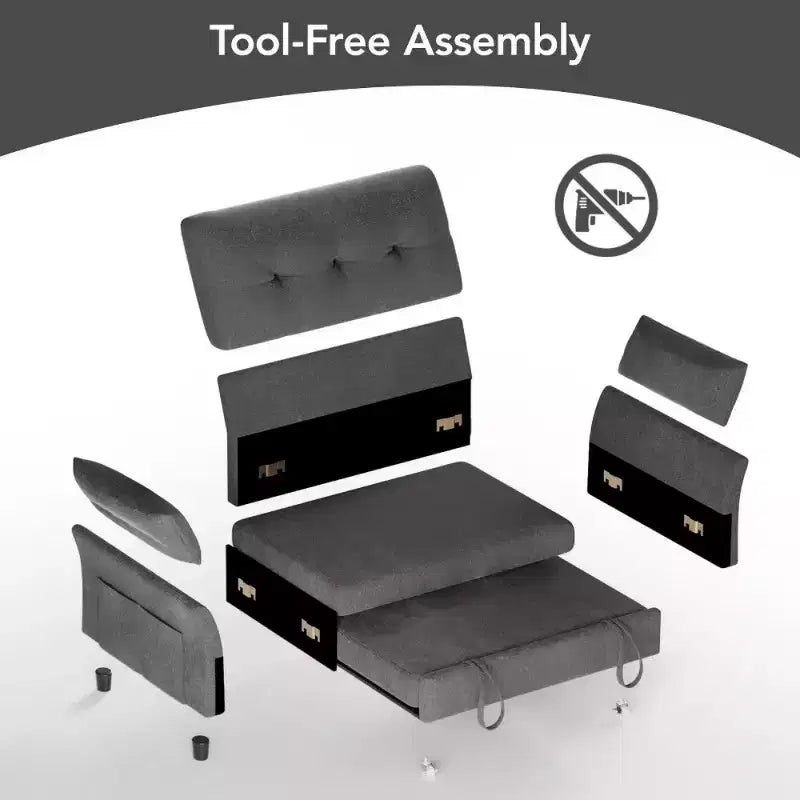 Dyonery 51 Divano Letto 3-in-1, Divanetto Convertibile con Letto Estraibile, Schienale Regolabile, Divano in Lino