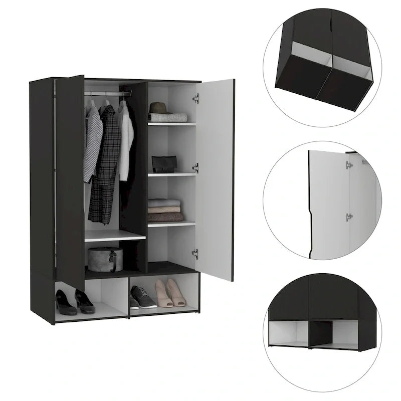 Rose Double Armoire avec tringle à vêtements