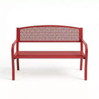 Panca in metallo per esterni a 2 posti per giardino, mobile con panchine in acciaio con schienale geometrico per patio, giardino e portico