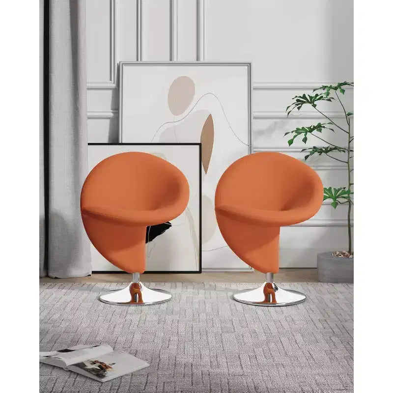 Set di 2 Poltrone Girevoli "Curl" in Misto Lana - Manhattan Comfort