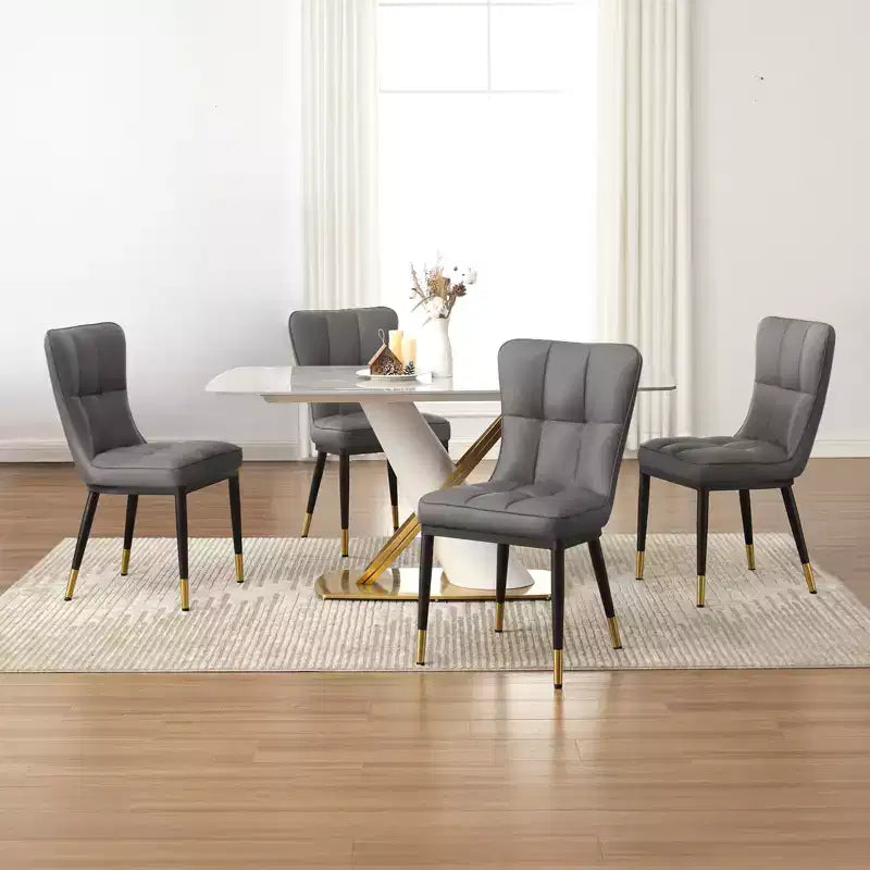 Bekrvio Sedie da Sala da Pranzo Set da 6, Moderne Imbottite in Ecopelle con Schienale Alto, Gambe in Metallo, Sedie da Cucina Senza Braccioli per Soggiorno Sala da Pranzo
