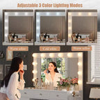 Toeletta con Specchio e Luci LED, Trucchi da Trucco Bianco con 11 Cassetti e una Presa di Corrente, 3 Modalità Colore e Luminosità Regolabile