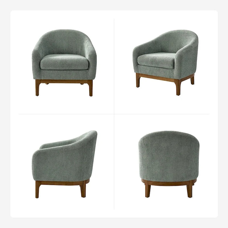 Poltrona a botte Augus Modern Boucle con gambe in legno massello di HULALA HOME