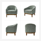 Poltrona a botte Augus Modern Boucle con gambe in legno massello di HULALA HOME