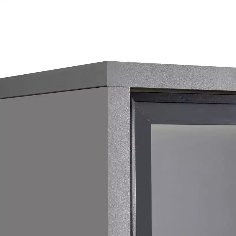 Vitrine éclairée LED Meuble de rangement avec porte en verre trempé, 2 tiroirs, étagères réglables, Moderne Minimaliste, Gris-ModernLuxe