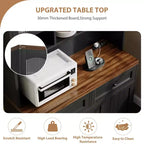 Dispensa da cucina alta 71 pollici con stazione di ricarica, armadio dispensa alto con supporto per microonde, credenza da cucina rustica con cassetti