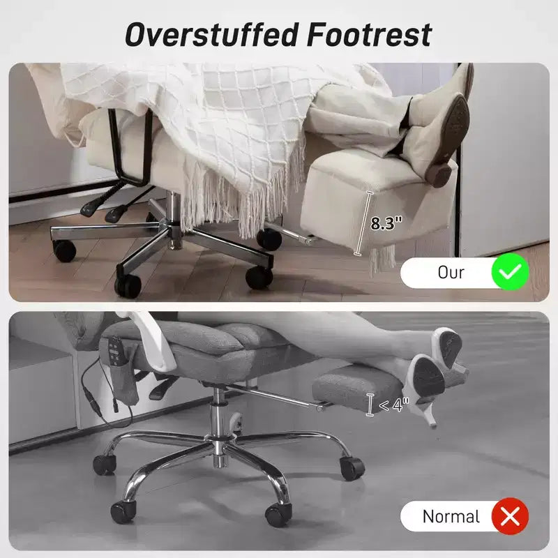 Sedia da Ufficio Direzionale con Supporto Lombare, Poggiapiedi, Schienale Alto Reclinabile Imbottito Sedia da Scrivania con