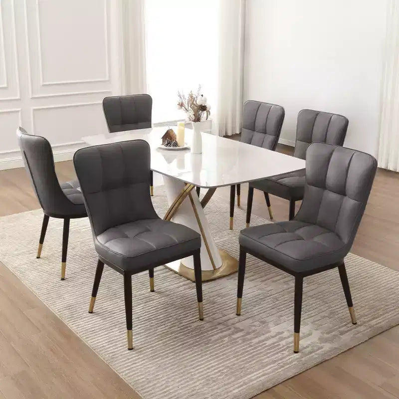 Bekrvio Sedie da Sala da Pranzo Set da 6, Moderne Imbottite in Ecopelle con Schienale Alto, Gambe in Metallo, Sedie da Cucina Senza Braccioli per Soggiorno Sala da Pranzo