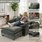 Fauteuil d'appoint surdimensionné en chenille EHMKNP avec pouf