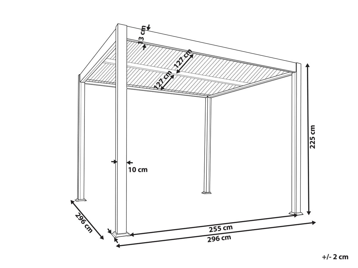 Gazebo Metallo 296 cm x 296 cm Nero