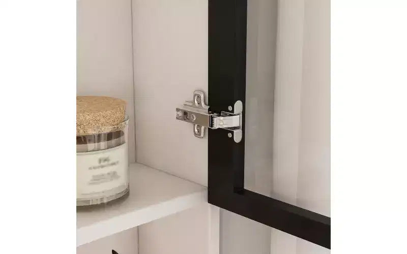 Scrivania JVNOXK con mobile in vetro e illuminazione LED integrata, scrivania angolare a L, con porte di ricarica USB e vassoio per tastiera, bianca