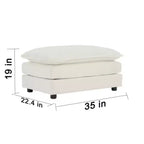 Divanetto in ciniglia con pouf e poggiapiedi: ideale per piccoli spazi