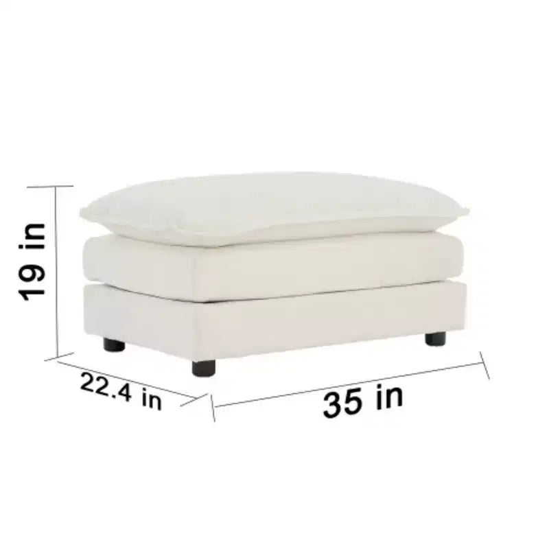 Divanetto in ciniglia con pouf e poggiapiedi: ideale per piccoli spazi